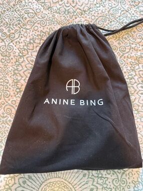 Anine Bing Black Croc Embossed Lou Bag